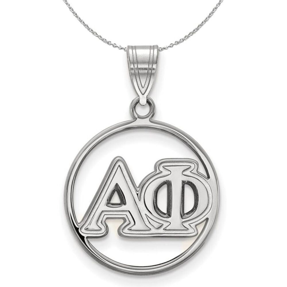 Sterling Silver Alpha Phi Medium Circle Greek Necklace - 24 Inch
